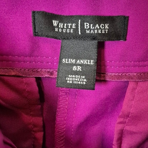 White House Black Market Purple Pink Slim Ankle Pants 8R Stretch Career Trousers - Picture 6 of 11
